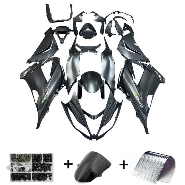 Amotopart Kawasaki ZX6R 13-18 Carénage Noir Mat avec kit plastique d'injection de boulon