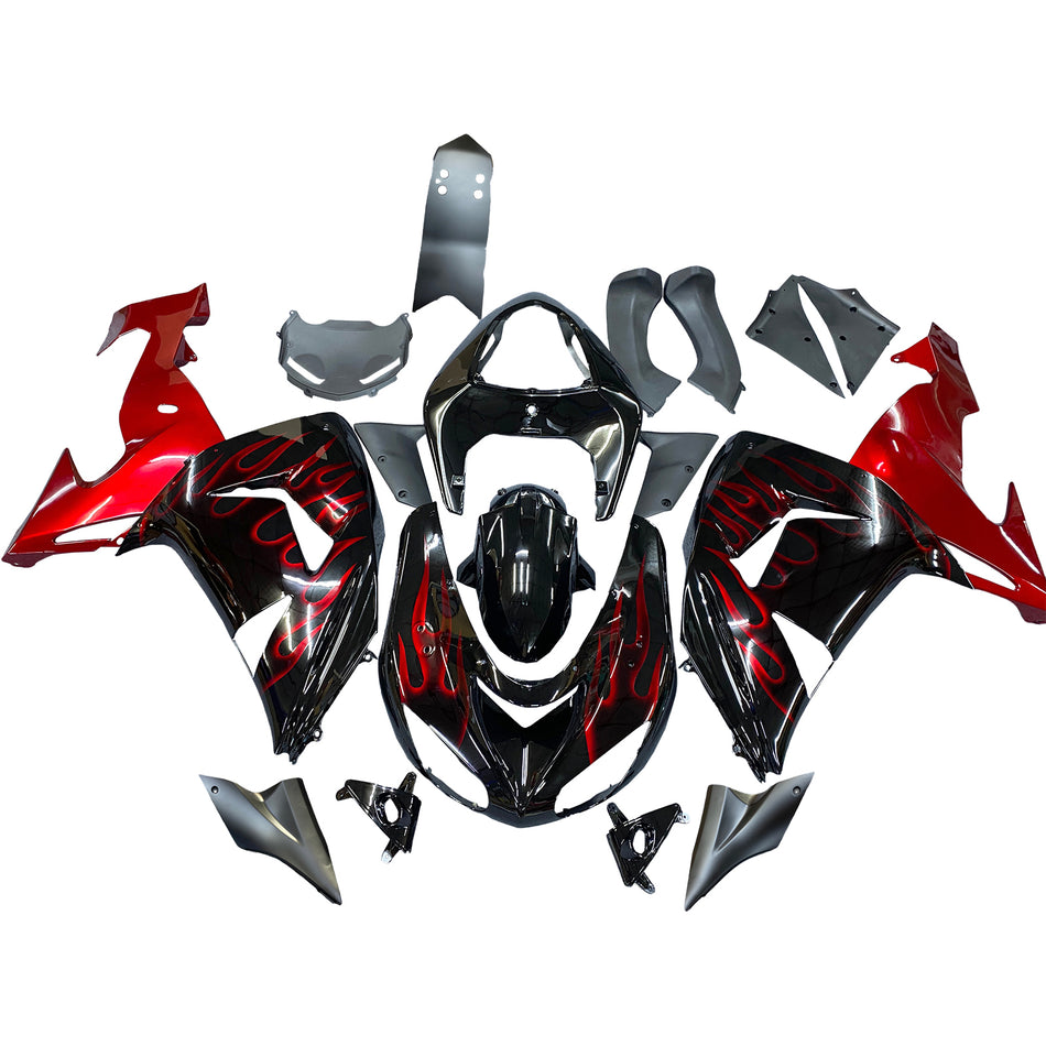 Amotopart Kawasaki ZX10R 2006 2007 Injektionsverriegelung Red Flame Kit