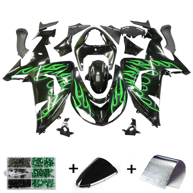 Amotopart Green Flames Injection Approxing Kit Plastique Pour Kawasaki ZX10R 2006 2007 Générique