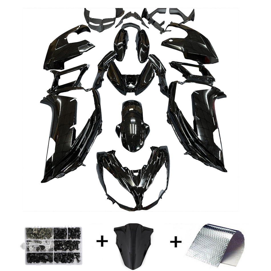 Amotopart-Injektionsverkaufskit Kunststoff für Kawasaki Ninja 650 EX650 2012-2016 GLOSS Schwarz Generikum
