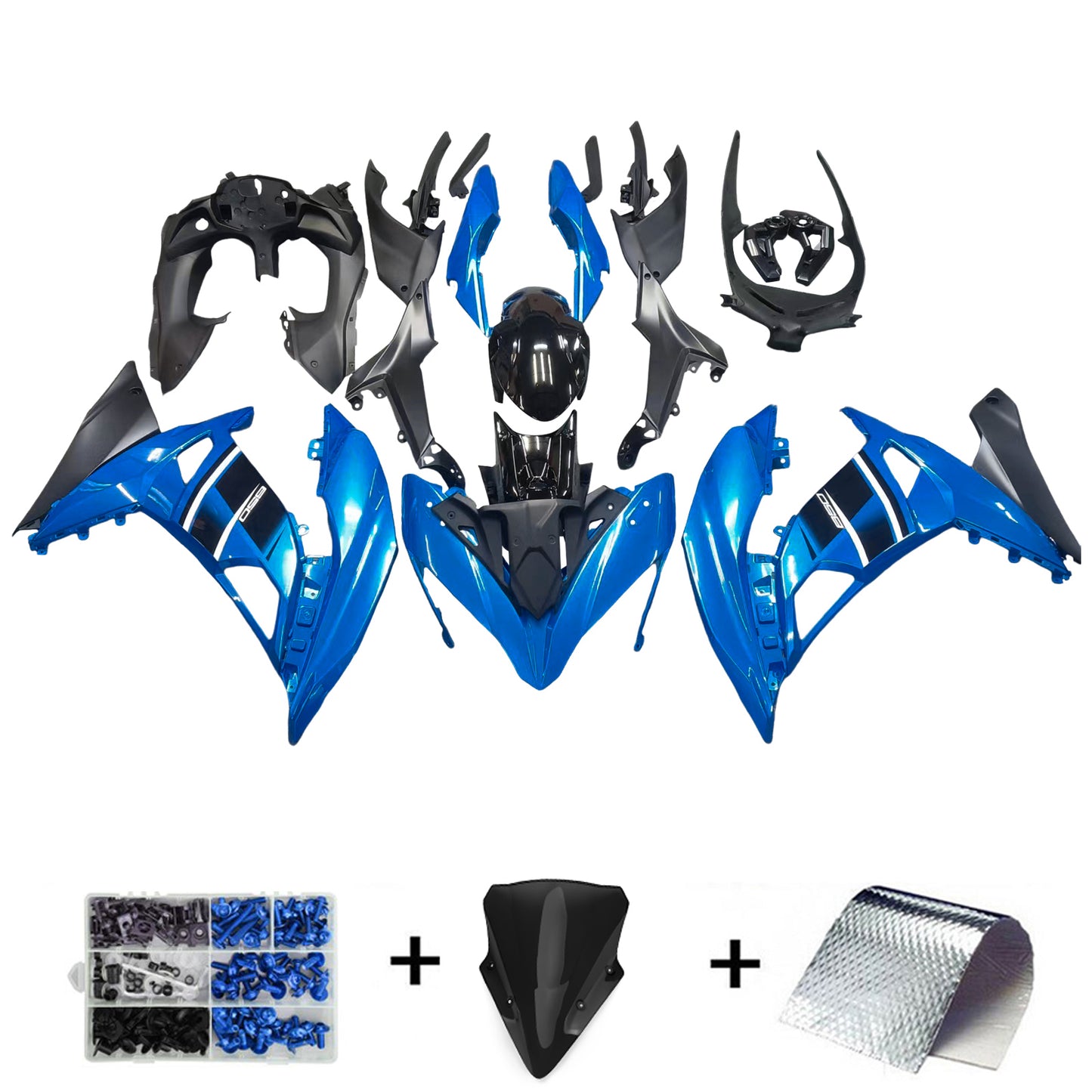 Amotopart Kit Vente Injection Plastique pour Kawasaki Ninja 650 EX650 2017-2019 Bleu Générique