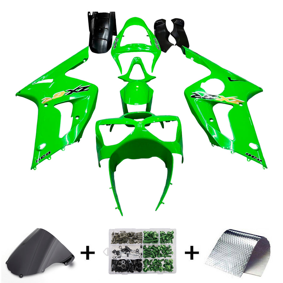 Amotopart 2003-2004 Kawasaki ZX6R Verkleidung Green Kit
