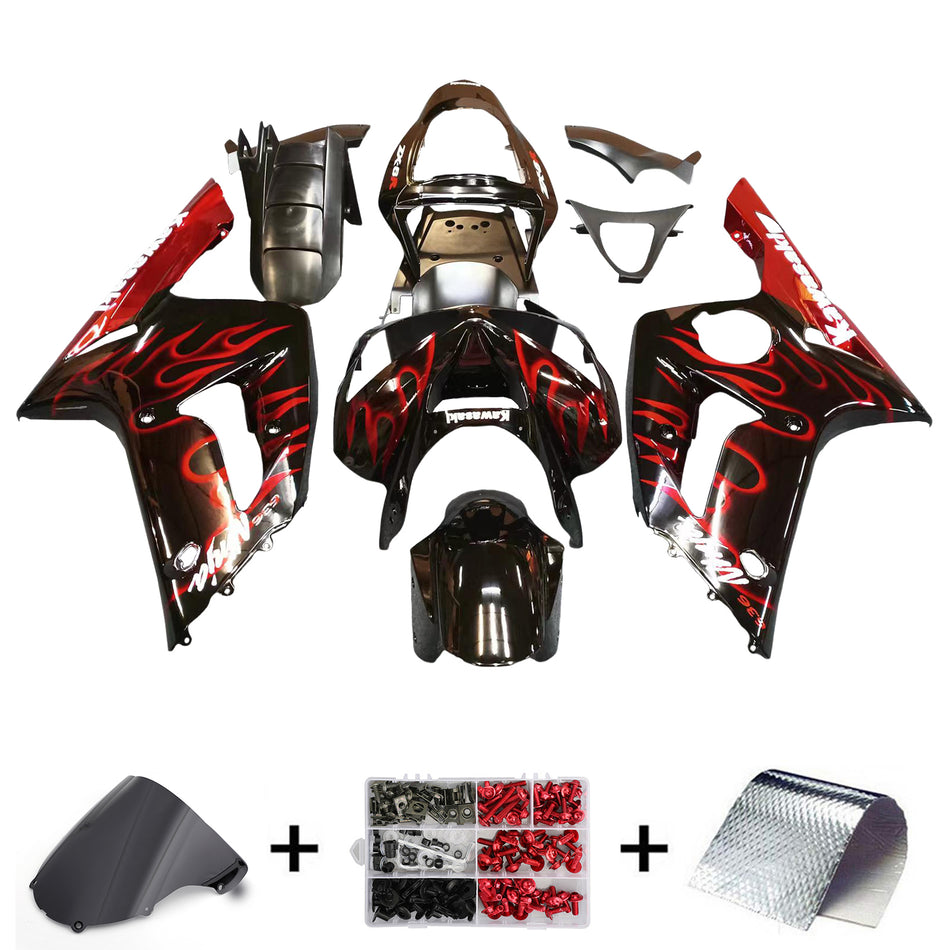 Amotopart-Funkeln 2003-2004 Kawasaki ZX6R 636 Black & Red Flame ZX6R Racing Generic