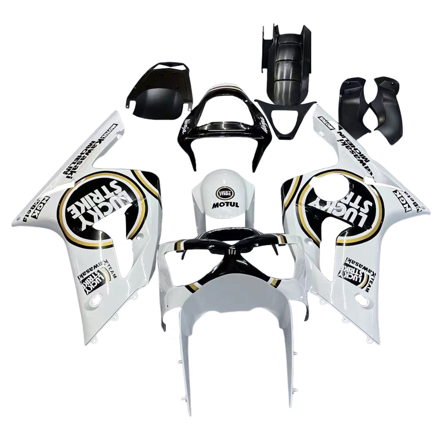 Kit de carénage Amotopart 2003-2004 Kawasaki ZX6R Multi Blanc