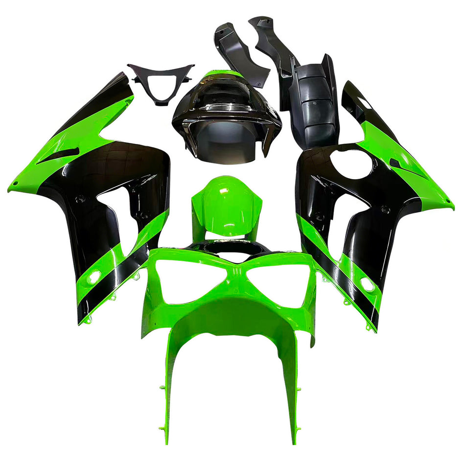 Amotopart 2003-2004 Kawasaki ZX6R Verkleidung Green & Black Kit