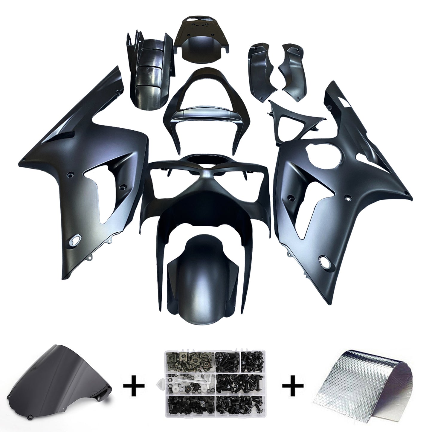 Amotopart 2003-2004 Kawasaki ZX6R 636 Schwarzverkleidungskit