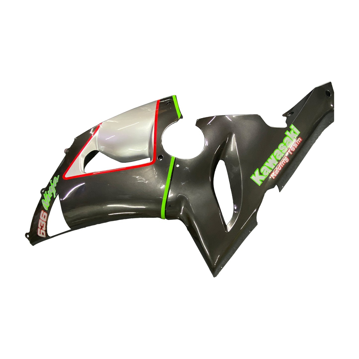 Amotopart Kawasaki 2005-2006 ZX6R 636 Red & Green Line Schwarzverkleidungskit