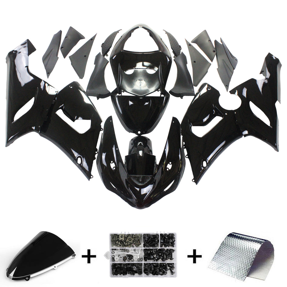 Amotopart Kawasaki 2005-2006 ZX6R 636 All Black Fearing Kit