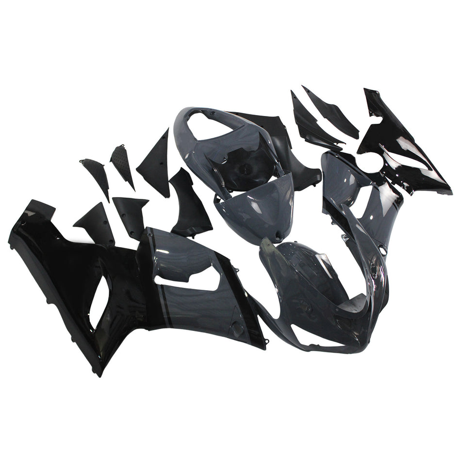 Amotopart Kawasaki 2005-2006 ZX6R 636 Graues Schwarzverkleidungskit