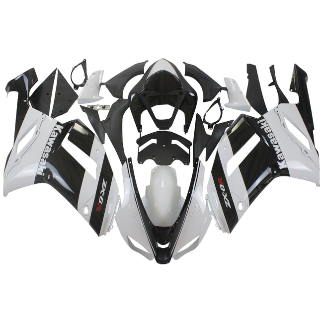 Kit de peur Amotopart Kawasaki 2007-2008 ZX6R 636 Blanc Noir