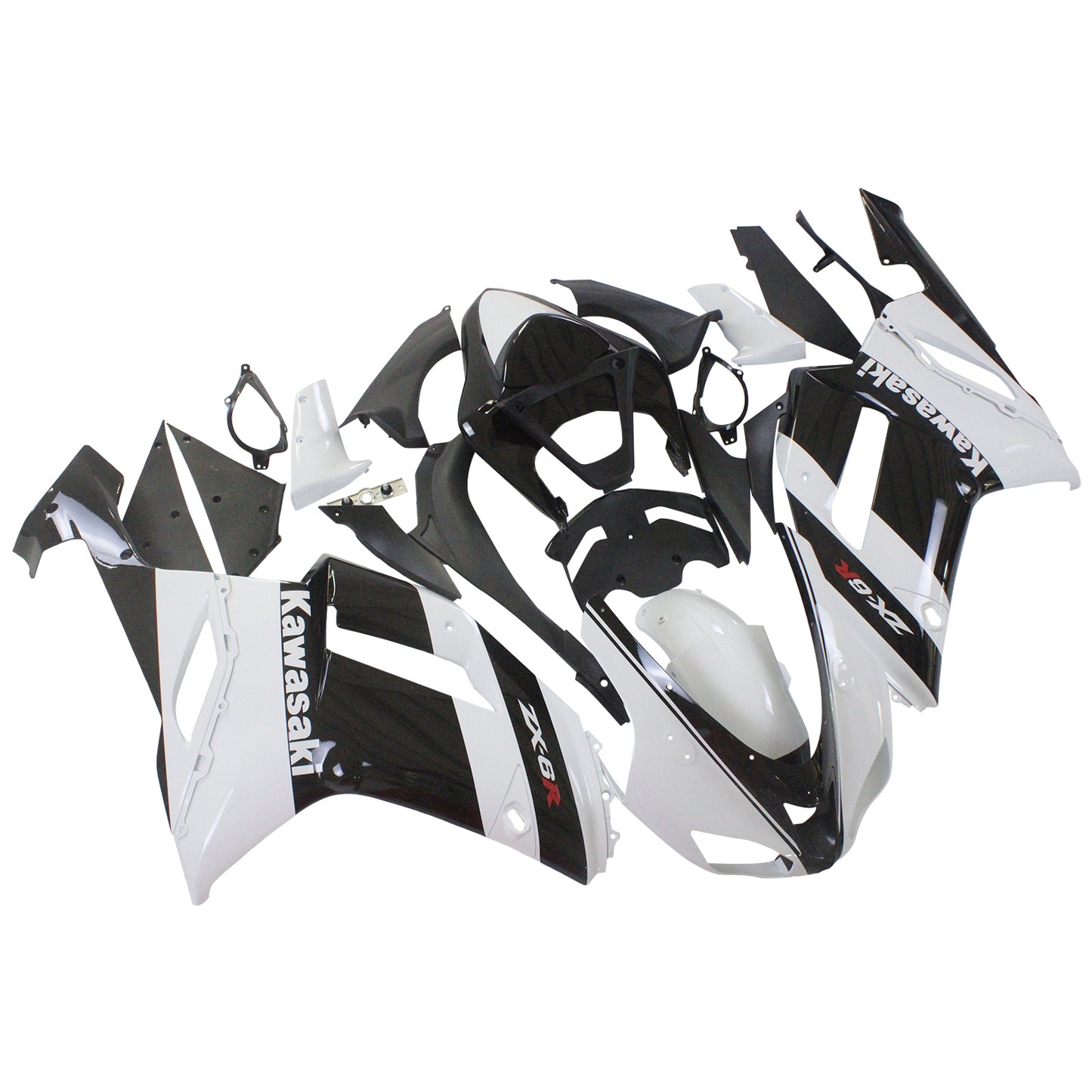 Kit de peur Amotopart Kawasaki 2007-2008 ZX6R 636 Blanc Noir