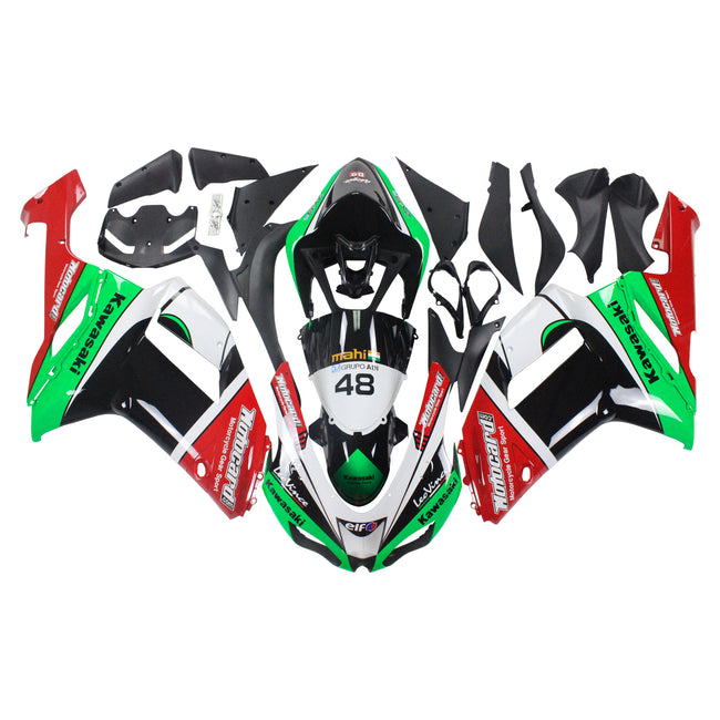 Amotopart Kawasaki 2007-2008 ZX6R 636 Kit Craignant Vert Rouge