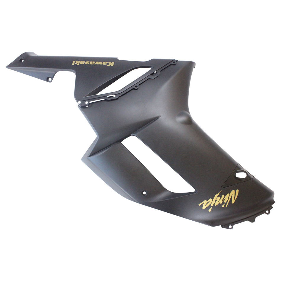 Amotopart Kawasaki 2007-2008 ZX6R 636 Kit de vente noir mat avec logos jaunes
