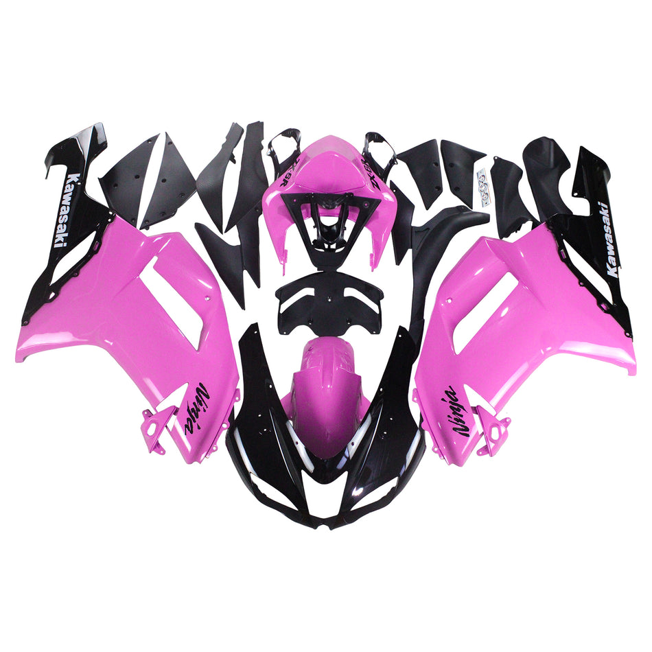 Amotopart Kawasaki 2007-2008 ZX6R 636 Kit de carénage Noir Rose