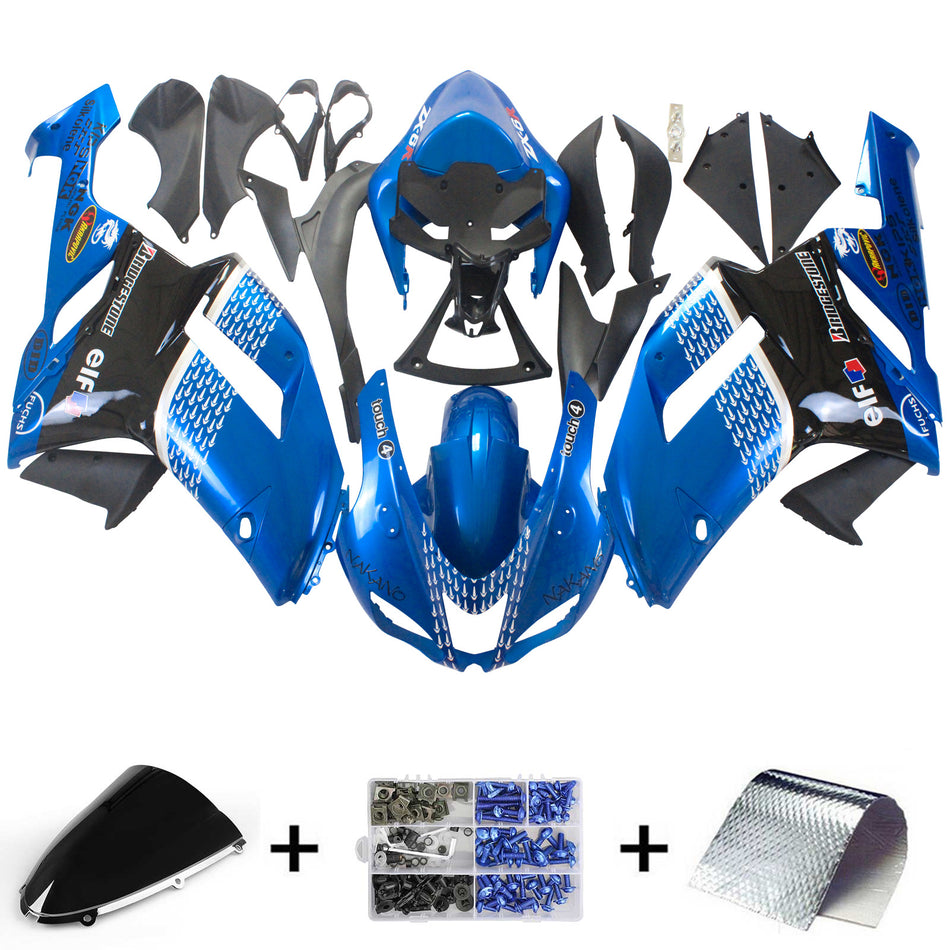 Amotopart Kawasaki 2007-2008 ZX6R 636 Kit déclencheur Noir Bleu