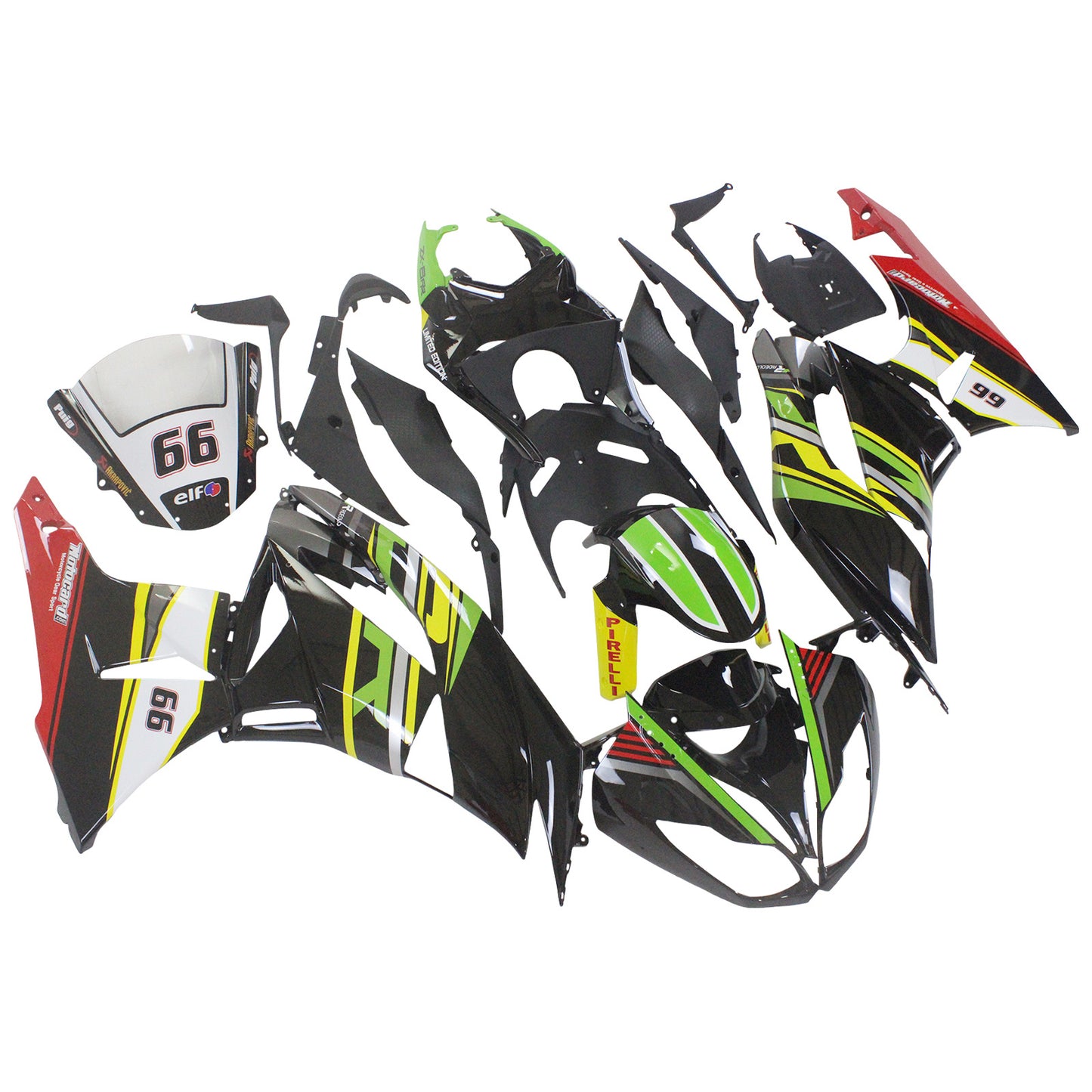 Amotopart Kawasaki 2009-2012 ZX6R 636 Kit de carénage coloré noir