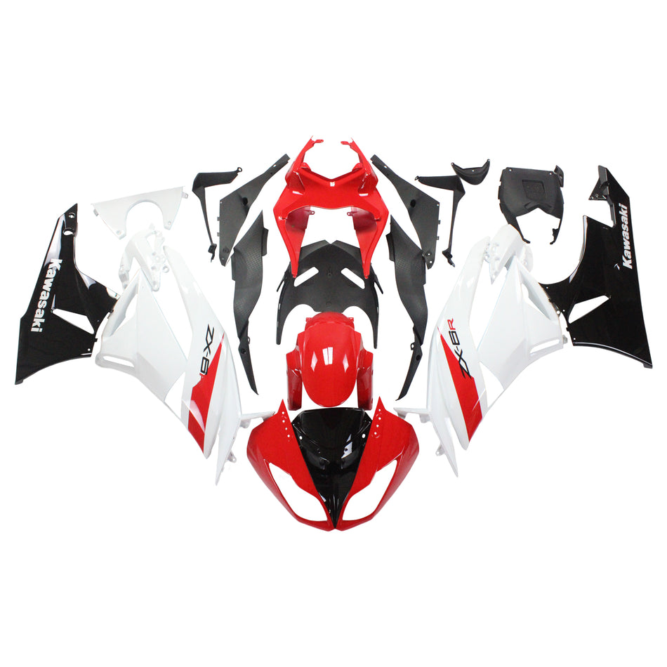 Amotopart Kawasaki 2009-2012 ZX6R 636 Kit Craignant Blanc Rouge Noir