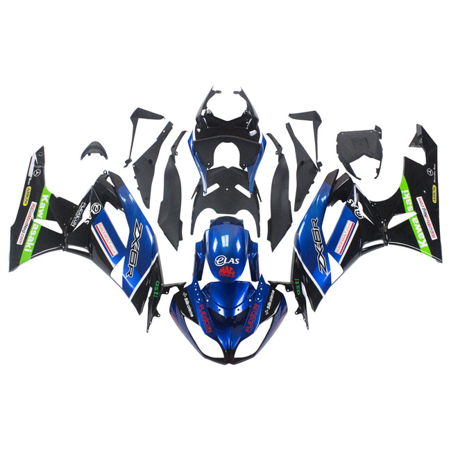 Amotopart Kawasaki 2009-2012 ZX6R 636 Blue Mix Schwarzverkleidungskit