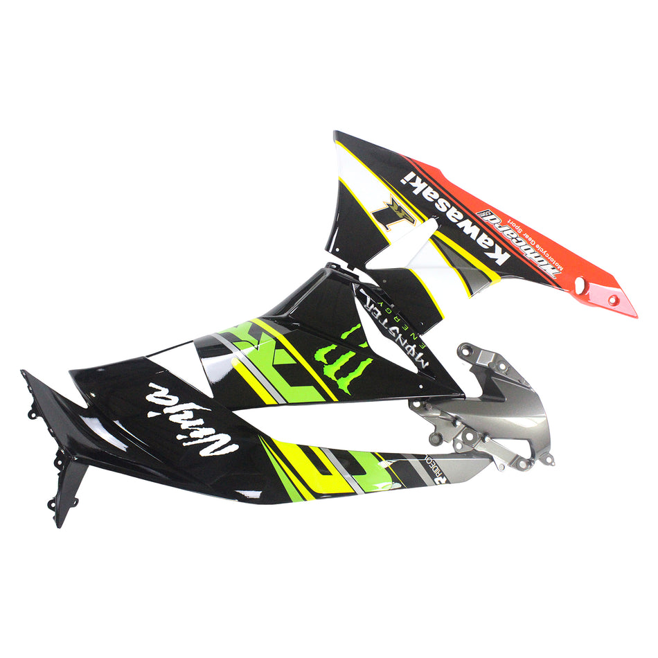 Amotopart Kawasaki 2009-2012 ZX6R 636 Schwarzes Green Claw-Verkleidungskit