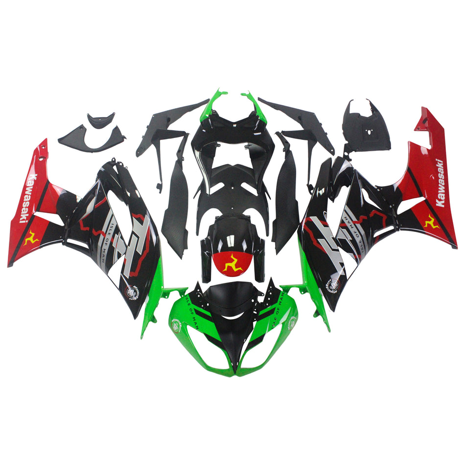 Amotopart Kawasaki 2009-2012 ZX6R 636 Kit Craignant Vert Rouge Noir