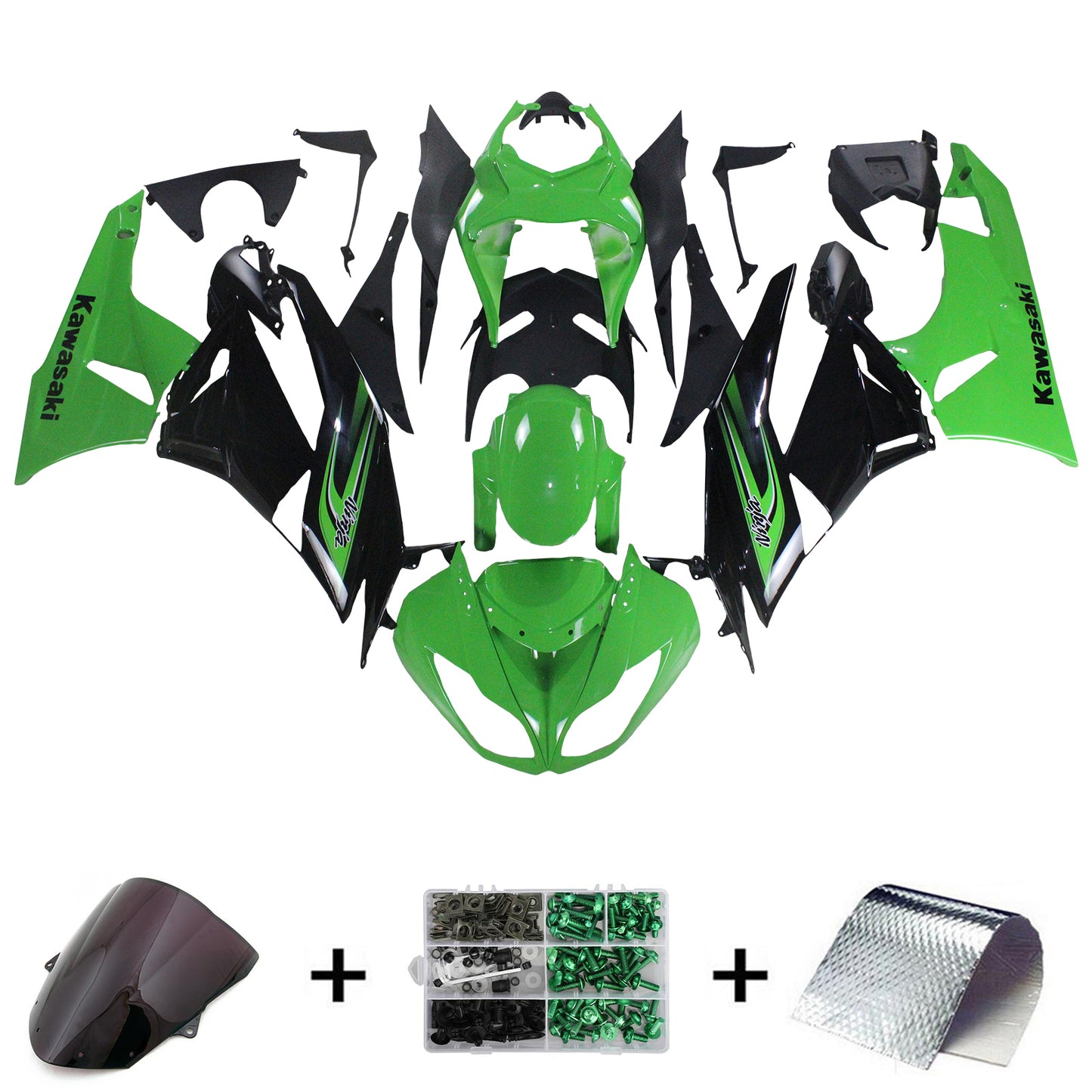 Amotopart Verkleidungsset für Kawasaki ZX6R 636 2009–2012, Karosserie, Kunststoff, ABS