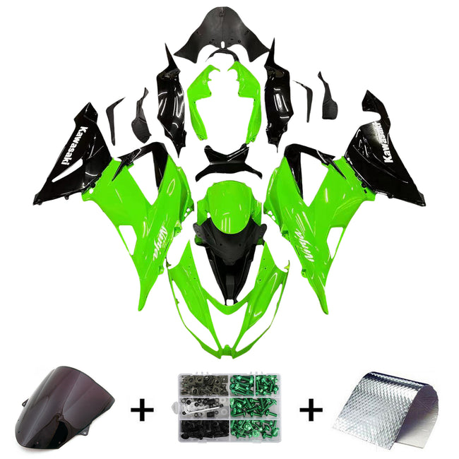 Amotopart Kawasaki 2013-2018 ZX6R 636 Green Black Fearing Kit