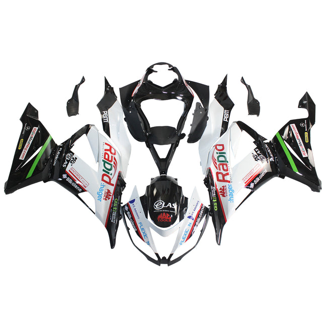 Amotopart Kawasaki 2013-2018 ZX6R 636 Kit Craignant Noir Blanc