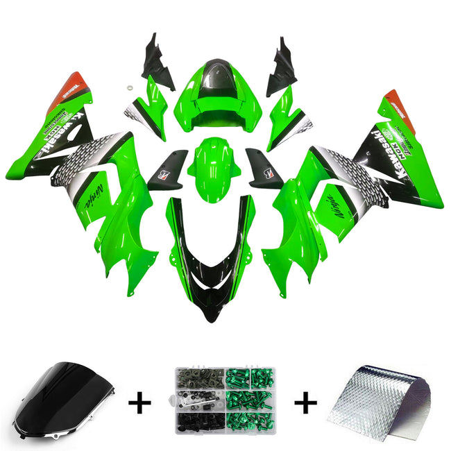 Amotopart Kawasaki 2004-2005 ZX10R Green Black Abzugskit