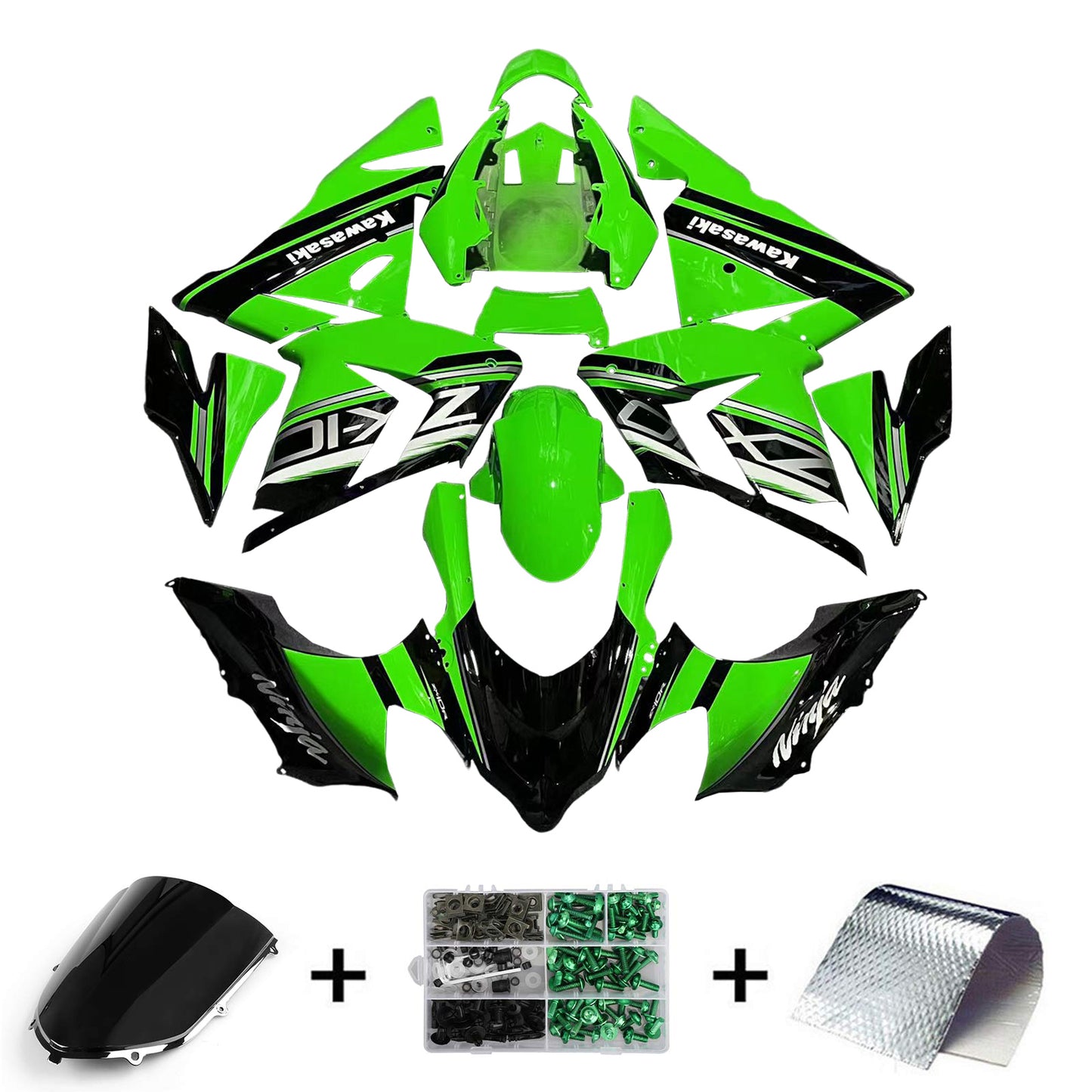 Amotopart Kawasaki 2004-2005 ZX10R Green Black Abzugskit