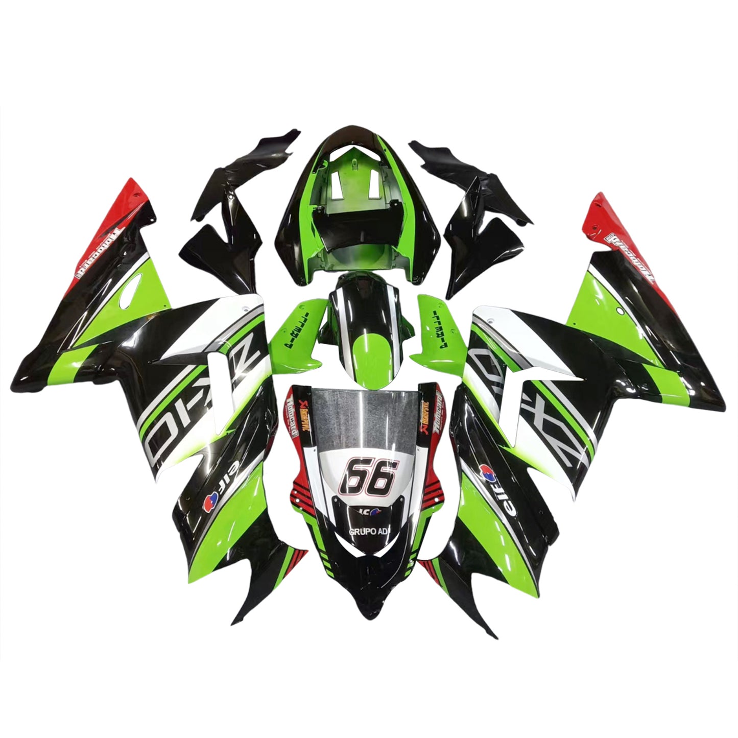 Amotopart Kawasaki 2004-2005 ZX10R White Black Green Green Fearing Kit