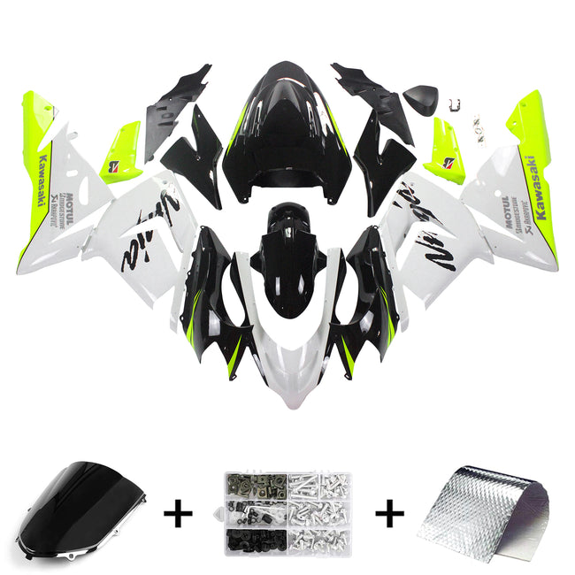 Kit de peur Amotopart Kawasaki 2004-2005 ZX10R Blanc Jaune