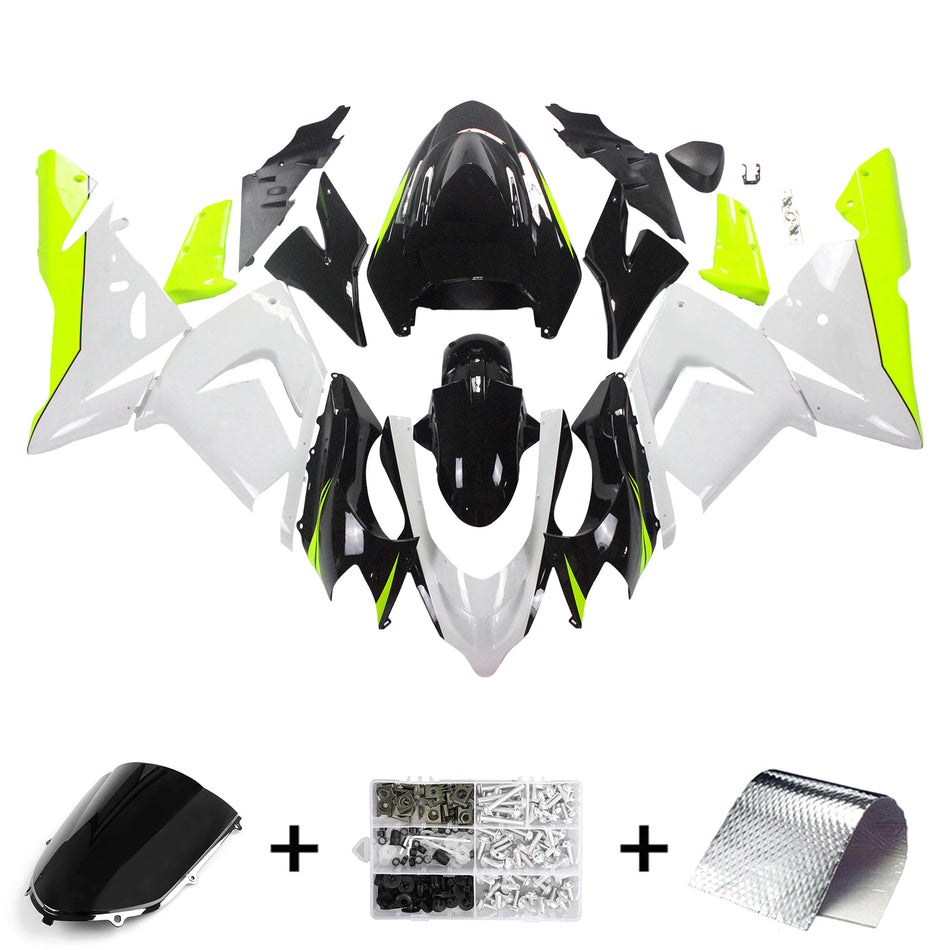 Amotopart Kawasaki 2004-2005 ZX10R White Yellow Fearing Kit