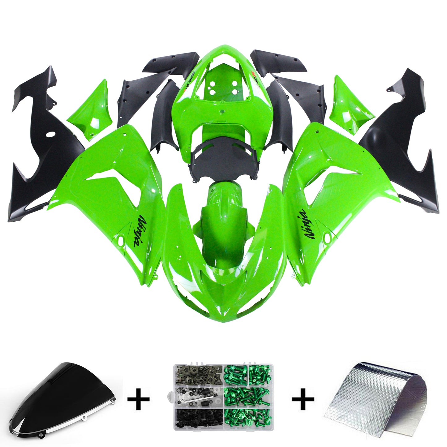 Amotopart Kawasaki ZX10R 2006-2007 Kit de vente vert