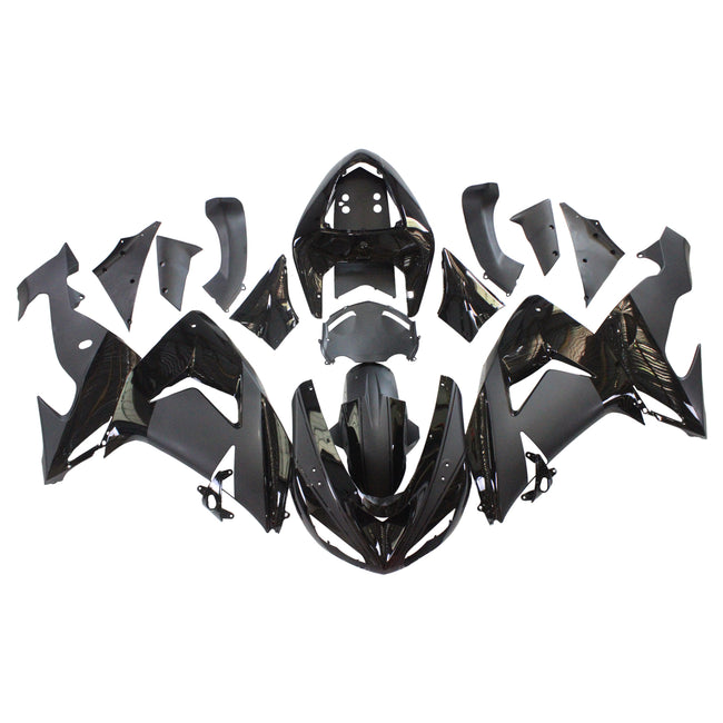 Amotopart Kawasaki ZX10R 2006-2007 Gloss & Matt Black Fearing Kit