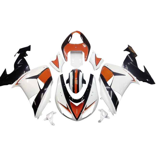 Kit de carénage Amotopart Kawasaki ZX10R 2006-2007 Blanc Orange