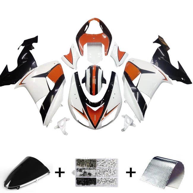 Kit de carénage Amotopart Kawasaki ZX10R 2006-2007 Blanc Orange