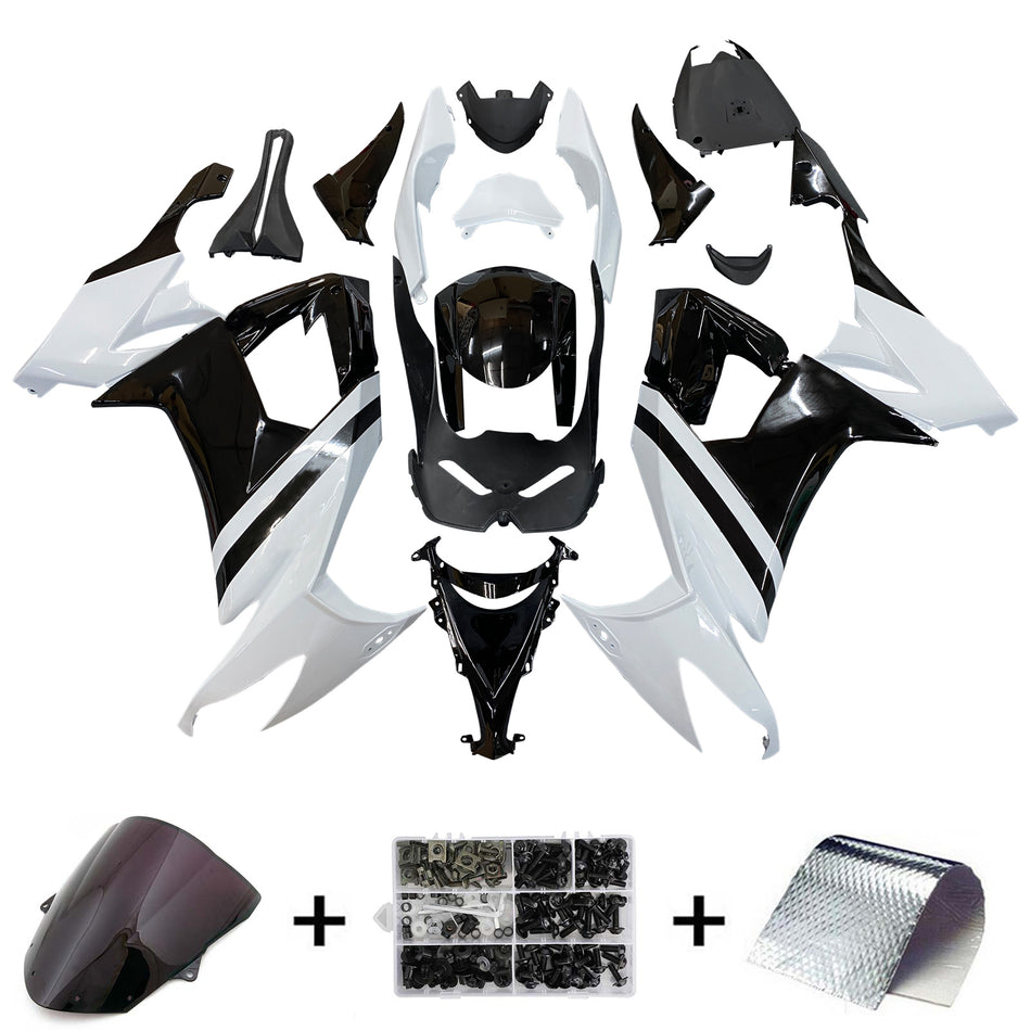 Kit de carénage Amotopart Kawasaki ZX10R 2008-2010 Blanc Noir