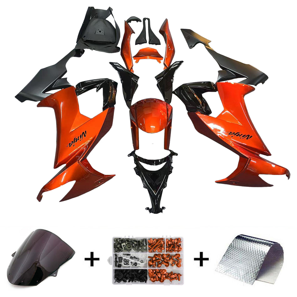 Amotopart Kawasaki ZX10R 2008-2010 Kit de carénage noir orange brillant