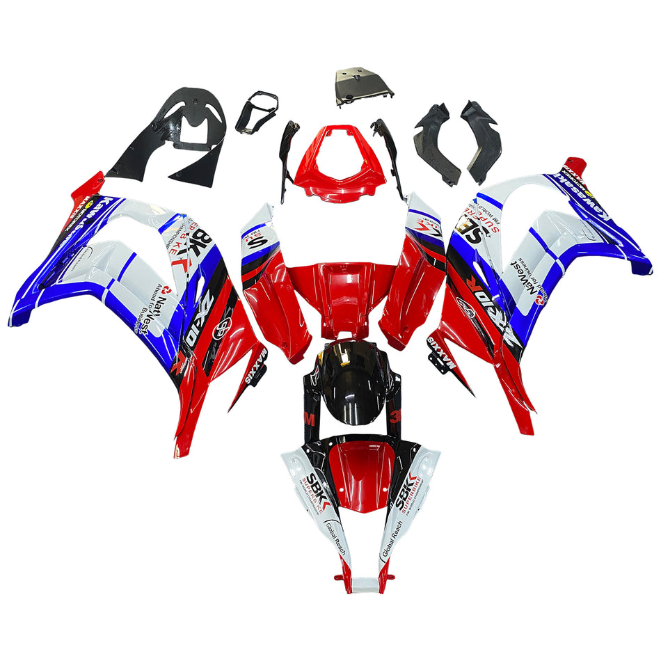 Amotopart 2011-2015 Kawasaki ZX10R Verkleidung Blue & Red Kit
