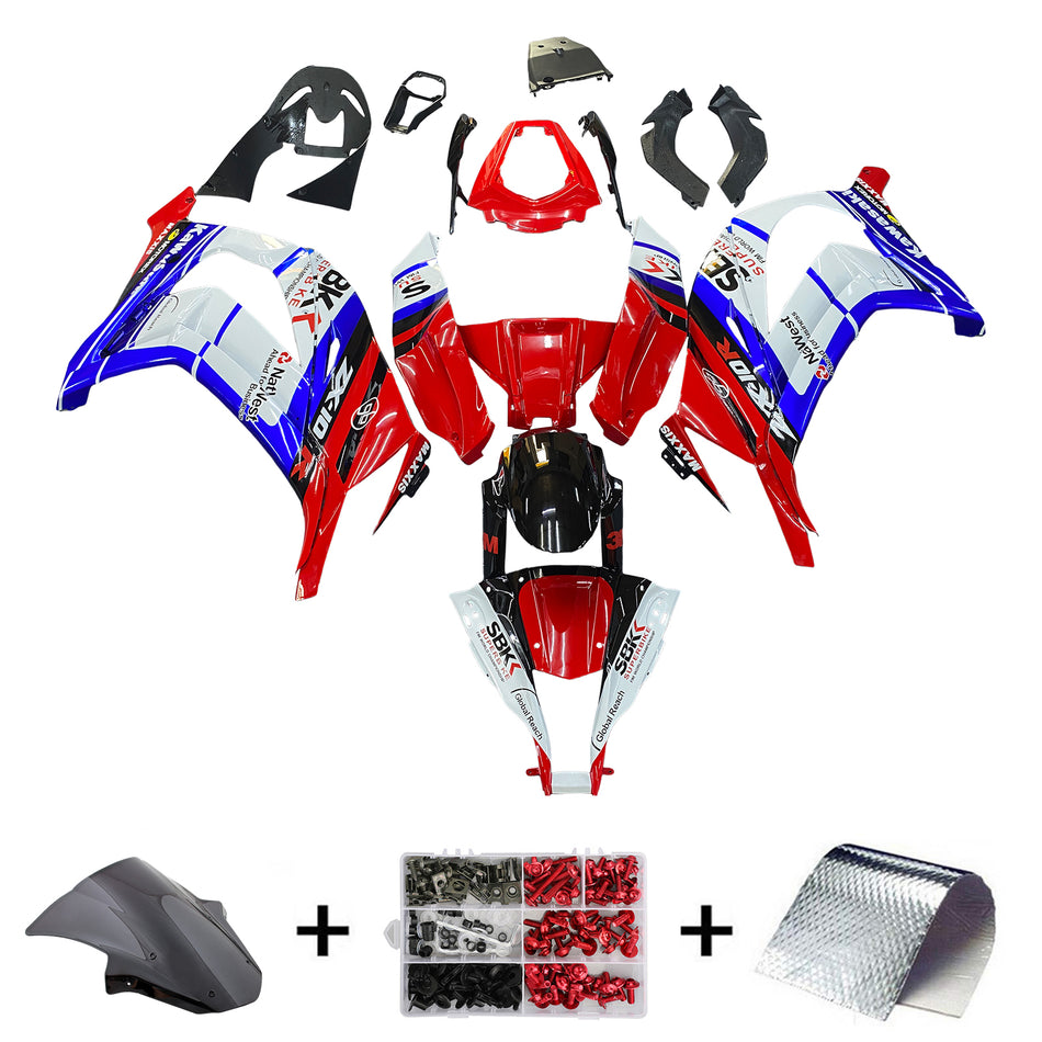 Amotopart 2011-2015 Kawasaki ZX10R Verkleidung Blue & Red Kit