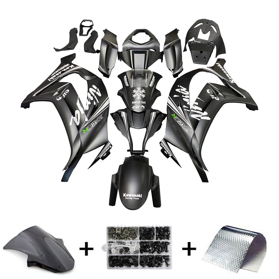 Kit Déco Amotopart Kawasaki ZX10R 2011-2015 Noir Mat &amp; Neige