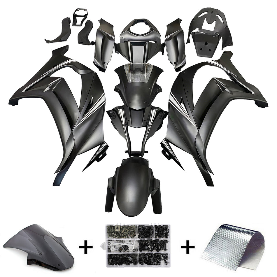 Kit Déco Amotopart Kawasaki ZX10R 2011-2015 Noir Mat &amp; Neige