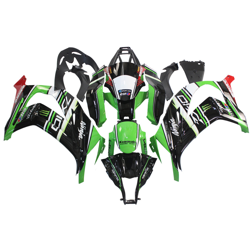 Amotopart Kawasaki ZX10R 2011-2015 Kit de carénage vert noir blanc