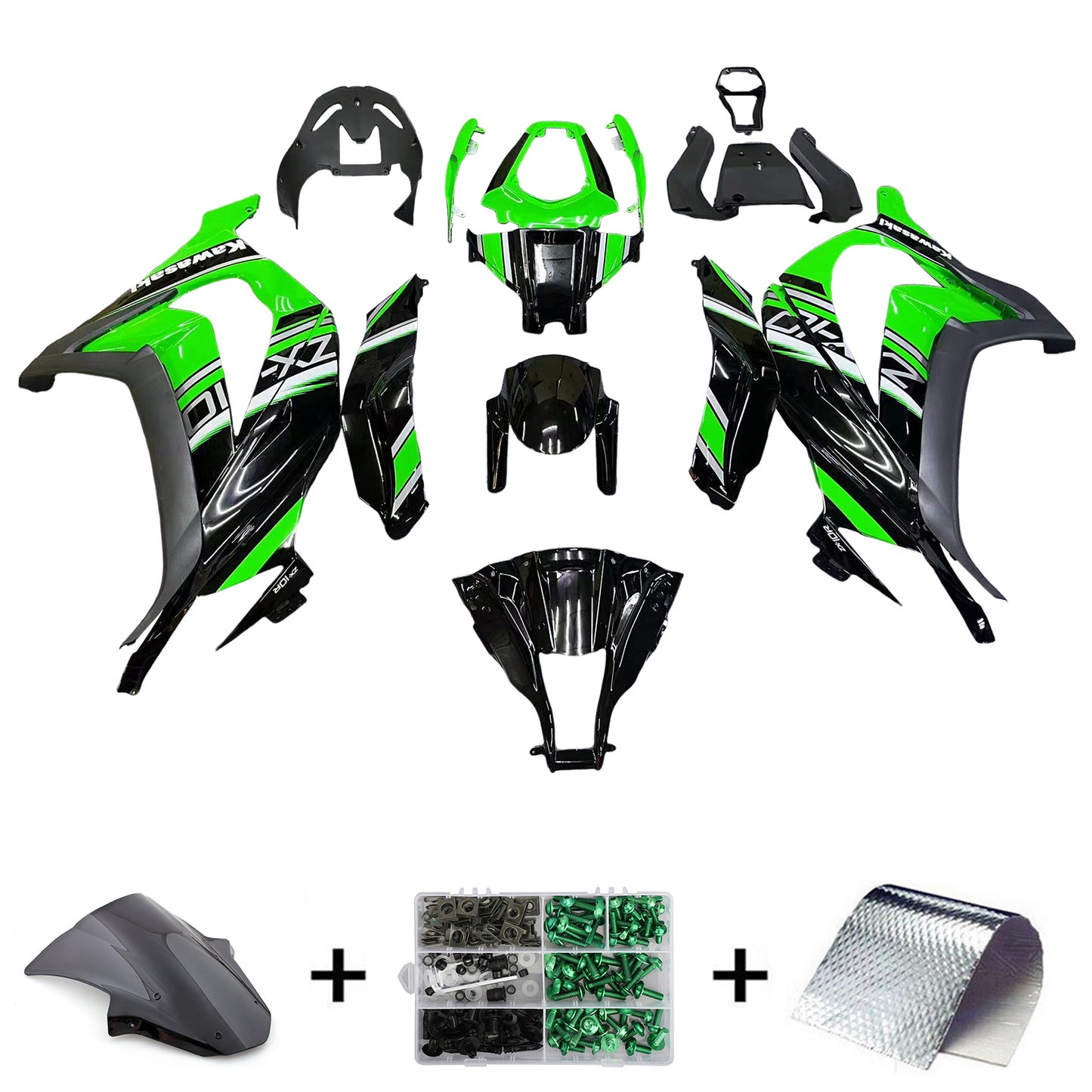 Amotopart Verkleidungsset für Kawasaki ZX10R 2011–2015, Karosserie, Kunststoff, ABS