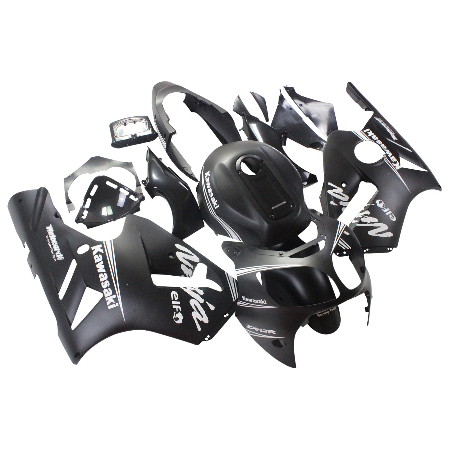 Amotopart Kawasaki 2000-2001 ZX12R Black Mix White Fearing Kit