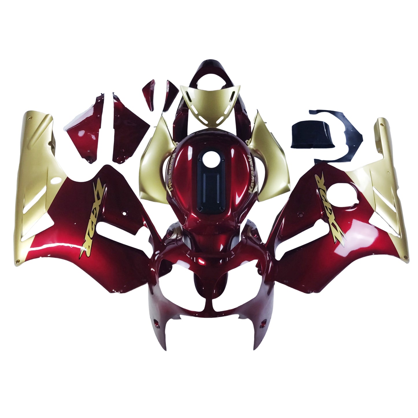 Amotopart Kawasaki 2000-2001 ZX12R Red Golden Fearing Kit