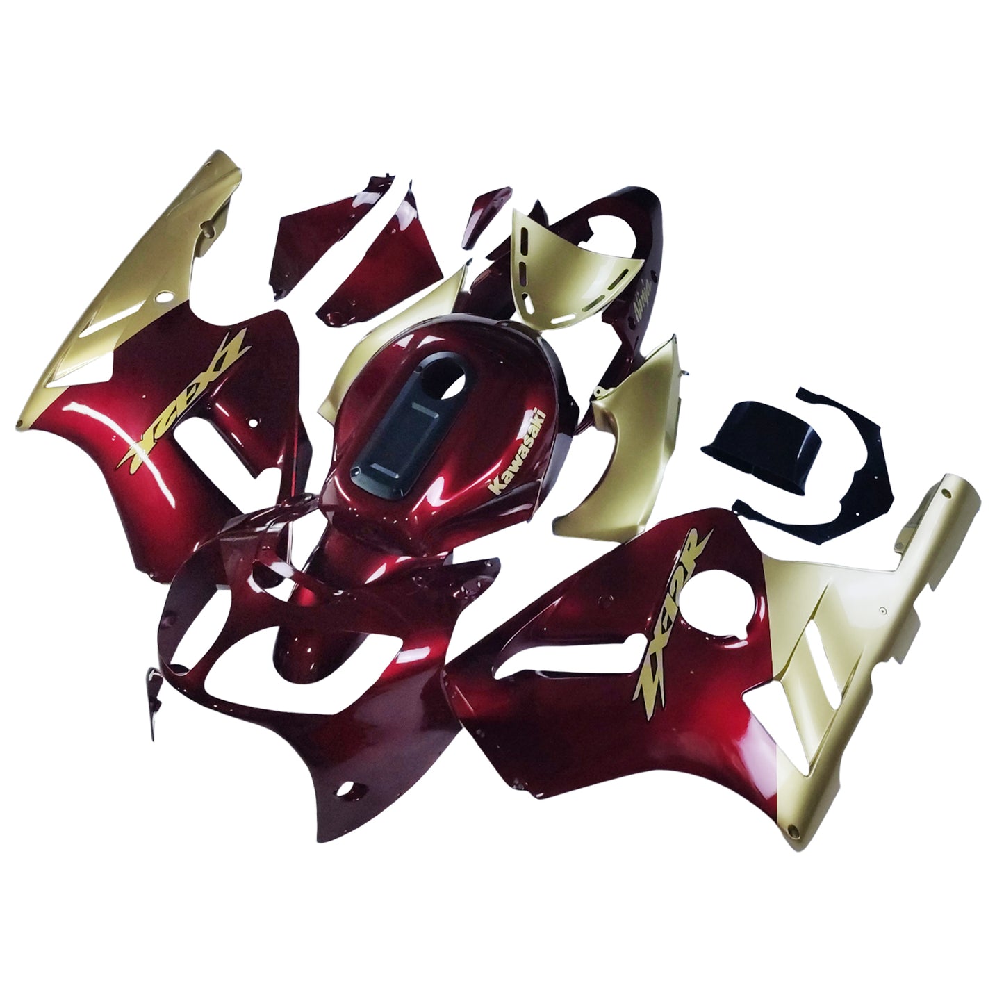 Amotopart Kawasaki 2000-2001 ZX12R Red Golden Fearing Kit