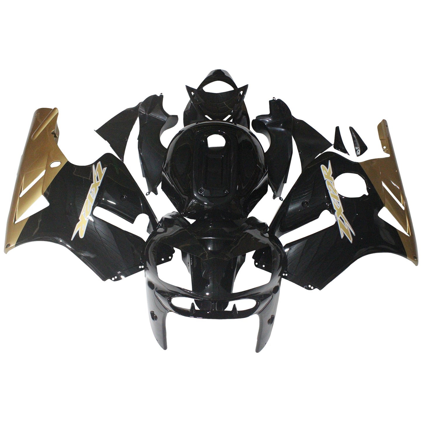 Amotopart 2002-2005 Kawasaki ZX12R Verkleidung G-Black & Gold Kit