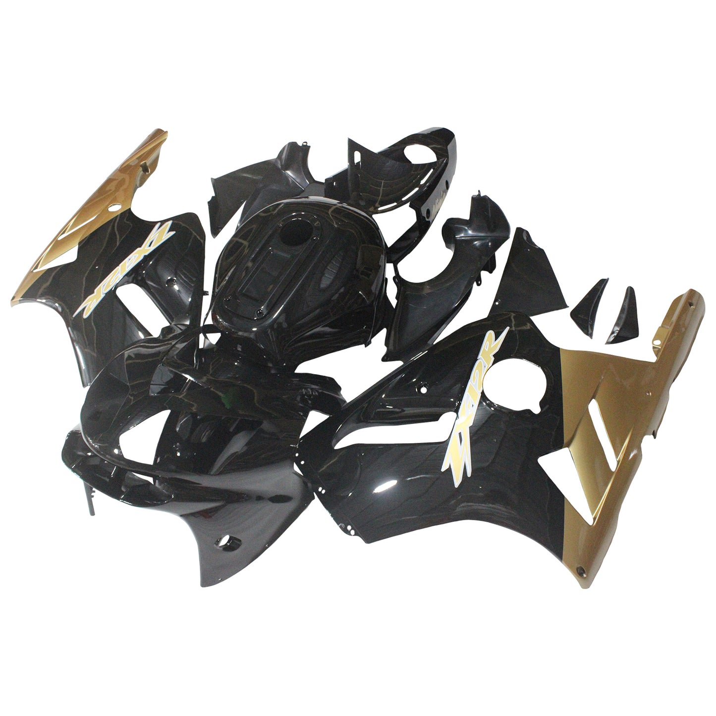 Amotopart 2002-2005 Kawasaki ZX12R Verkleidung G-Black & Gold Kit