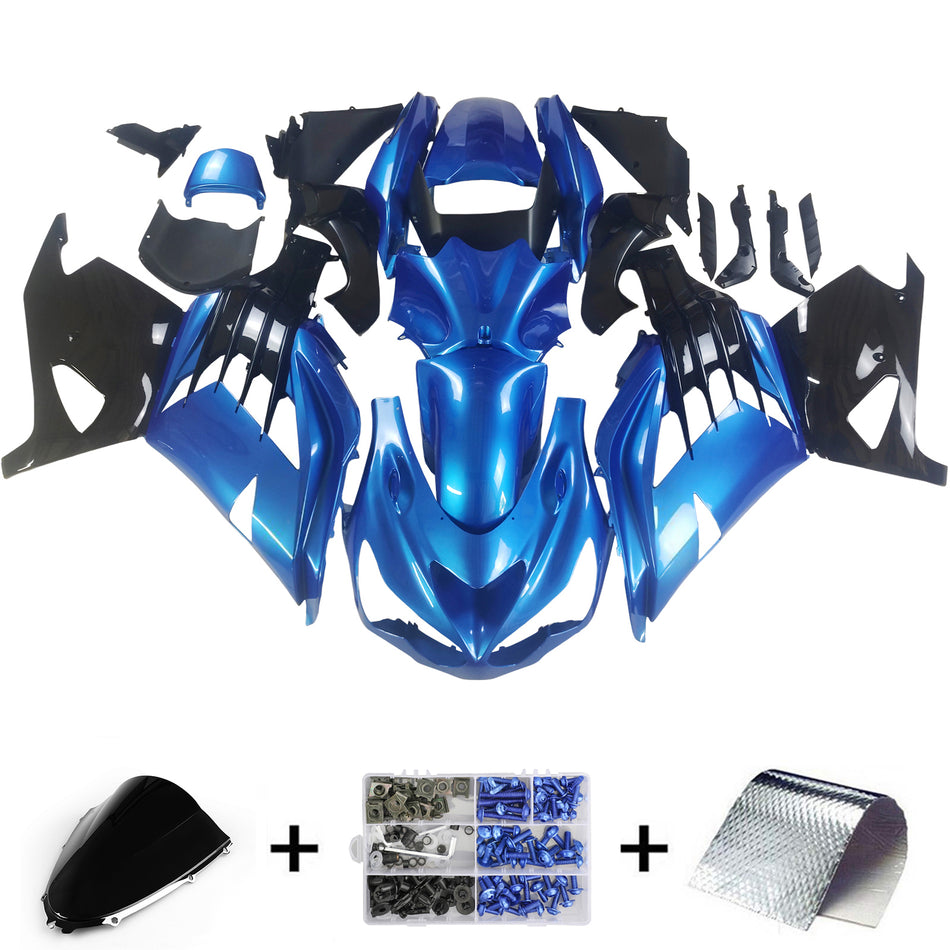 Amotopart Kawasaki ZX14R ZZR1400 2012-2022 Blue Abzugskit